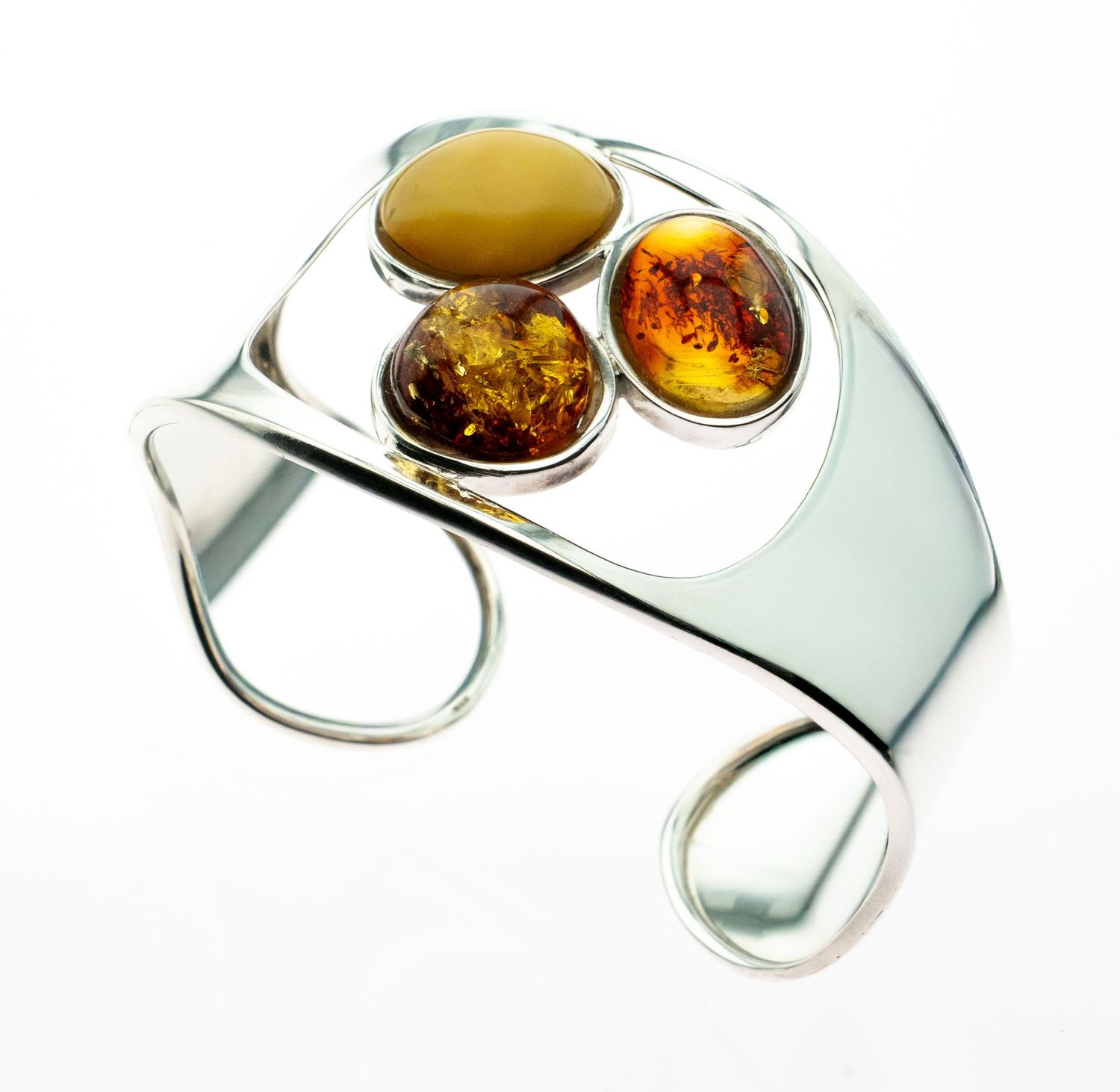 Bernstein Armreif mit Silber 925