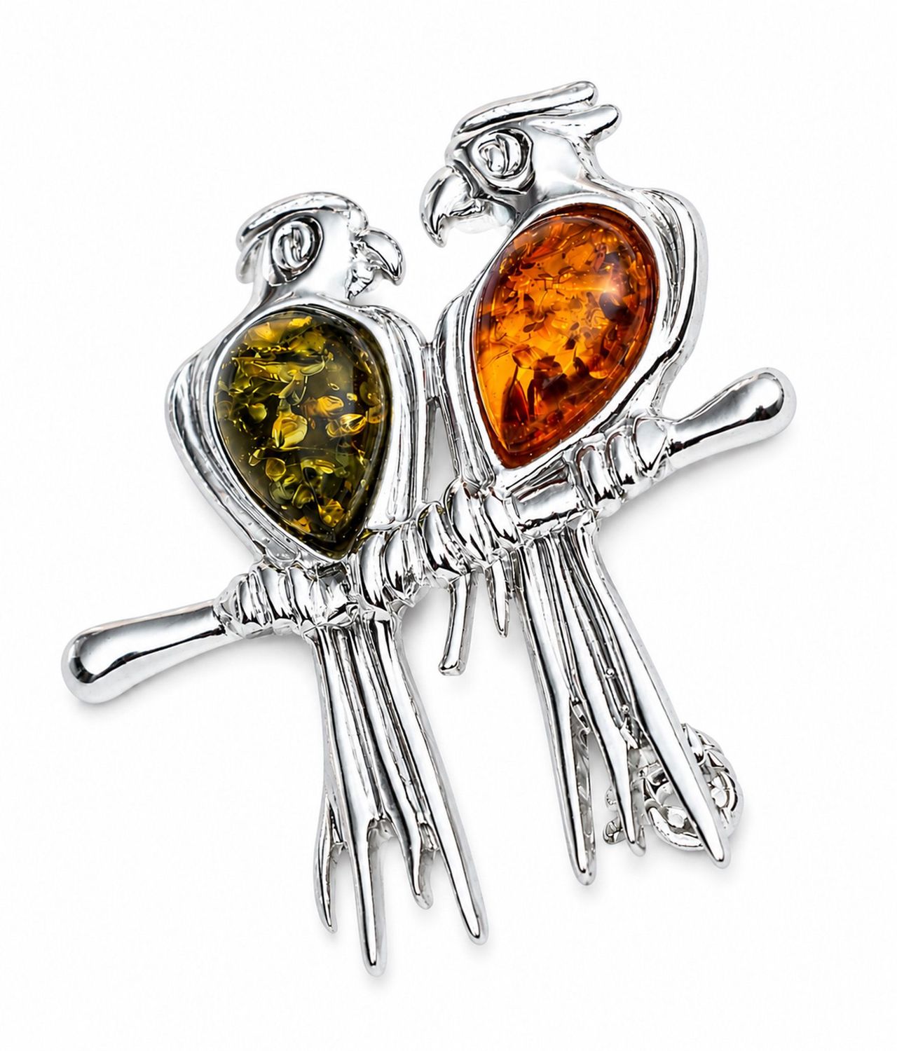 Bernstein Brosche mit Silber 925