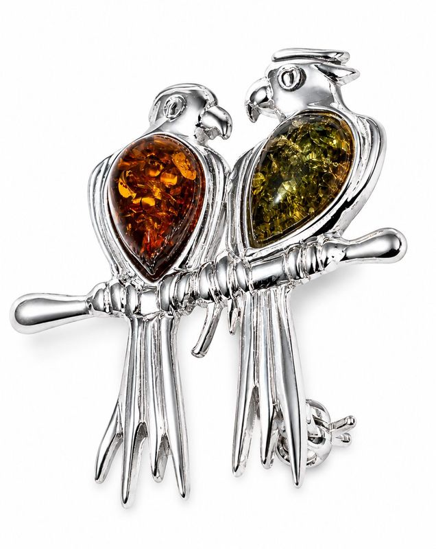 Bernstein Brosche mit Silber 925 Bernstein Brosche mit Silber 925