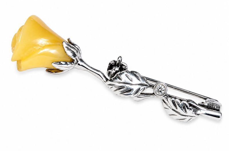 Bernstein Brosche mit Silber 925 Bernstein Brosche mit Silber 925
