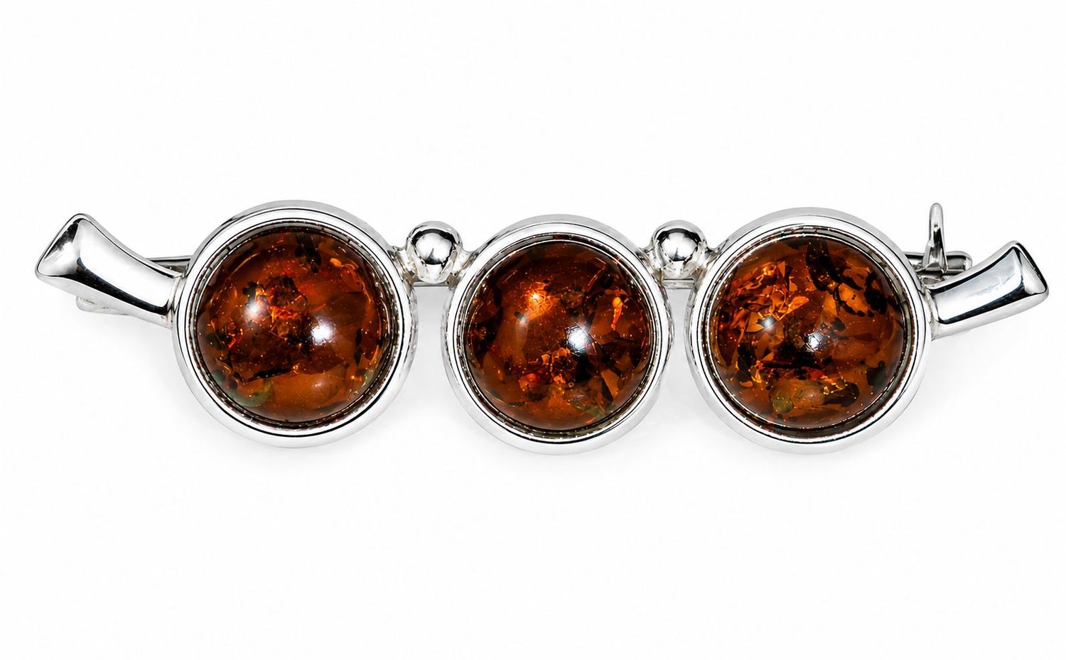 Bernstein Brosche mit Silber 925