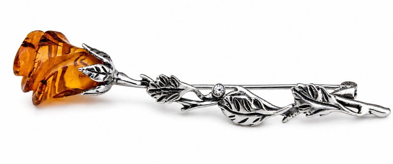 Bernstein Brosche mit Silber 925 Bernstein Brosche mit Silber 925