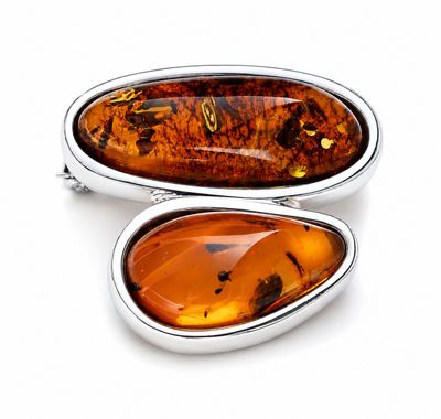 Bernstein Brosche mit Silber 925