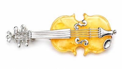Bernstein Brosche mit Silber 925