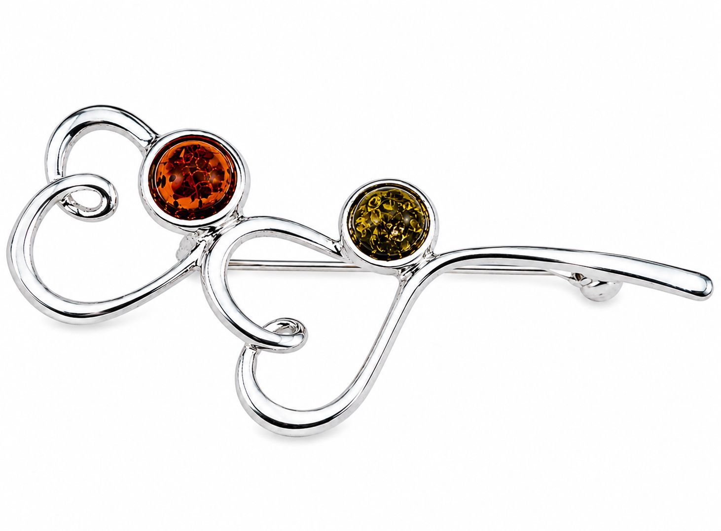 Bernstein Brosche mit Silber 925