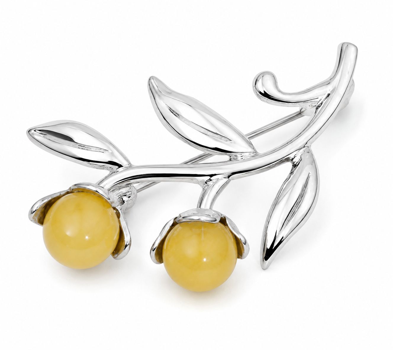 Bernstein Brosche mit Silber 925