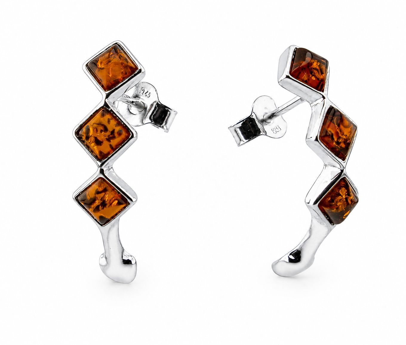 Bernstein Ohrringe Ohrstecker mit Silber 925.