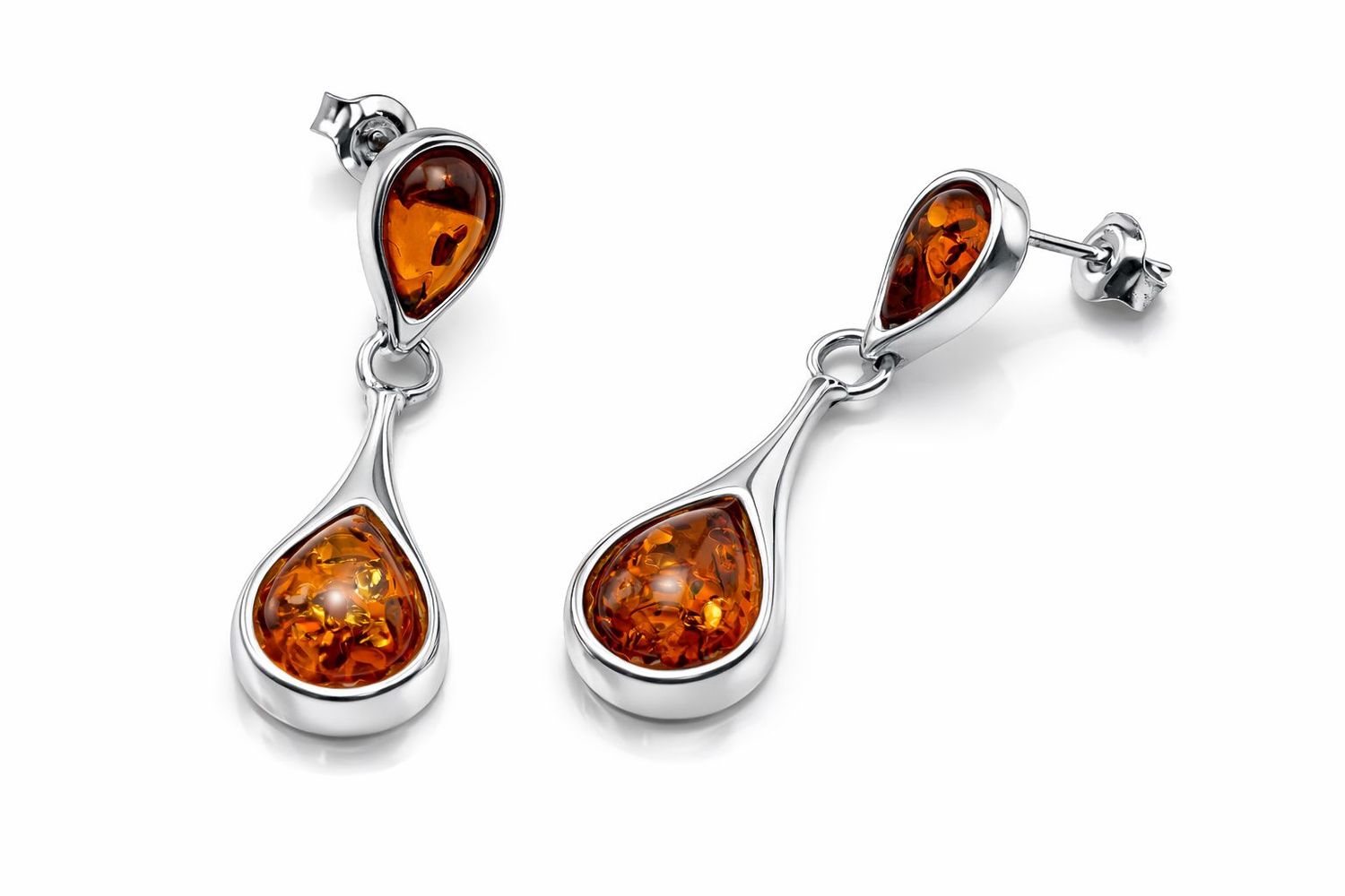 Bernstein Ohrringe Ohrstecker mit Silber 925.
