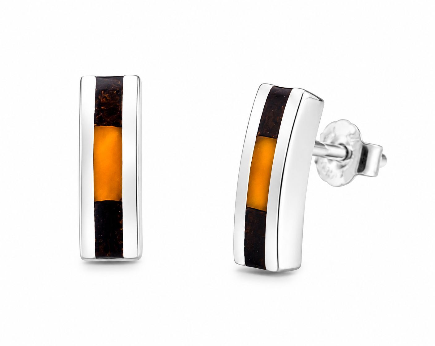 Bernstein Ohrringe Ohrstecker mit Silber 925.