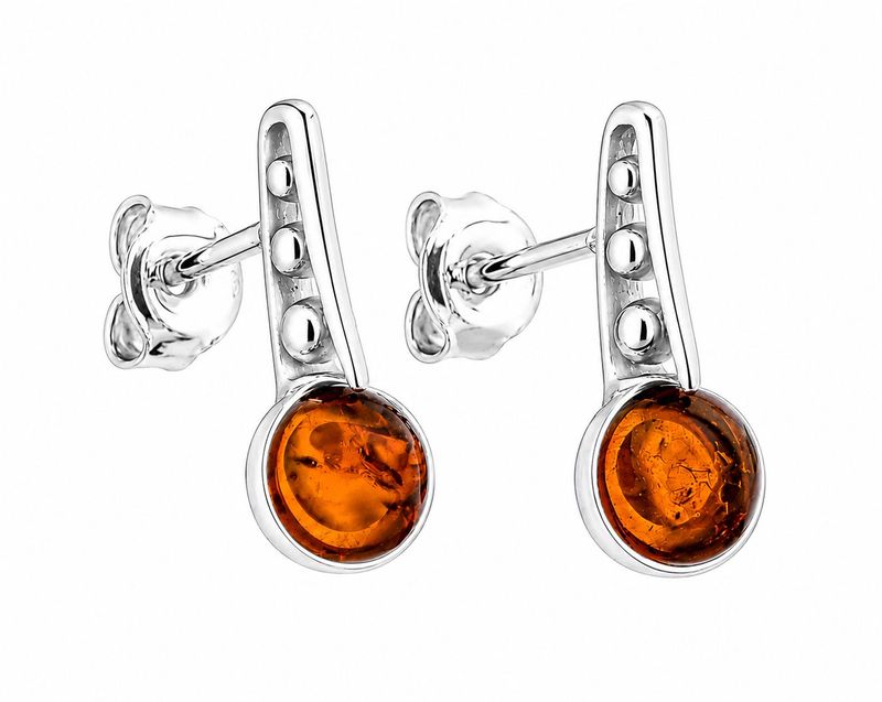 Bernstein Ohrringe Ohrstecker mit Silber 925. Bernstein Ohrringe Ohrstecker mit Silber 925.