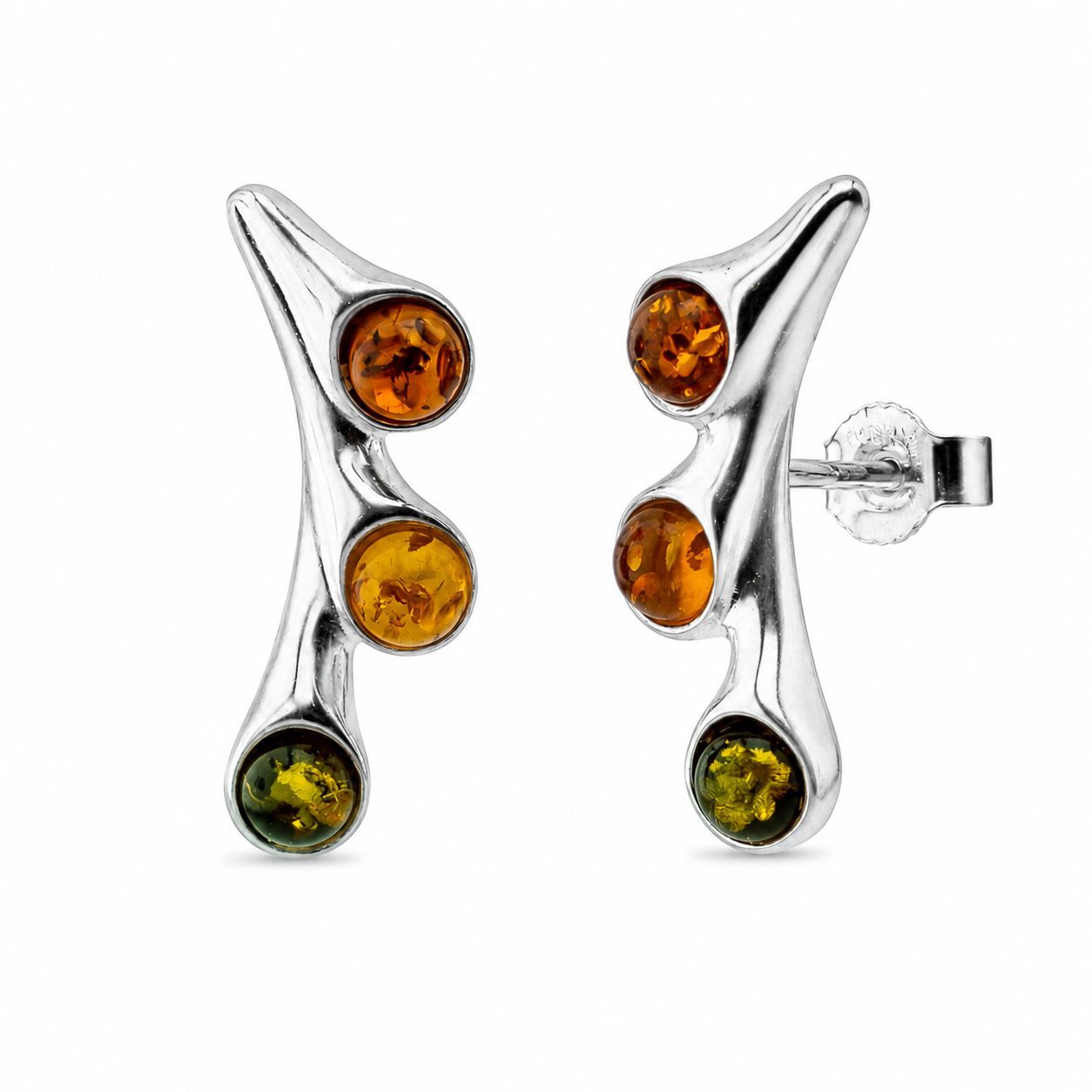 Bernstein Ohrringe Ohrstecker mit Silber 925.