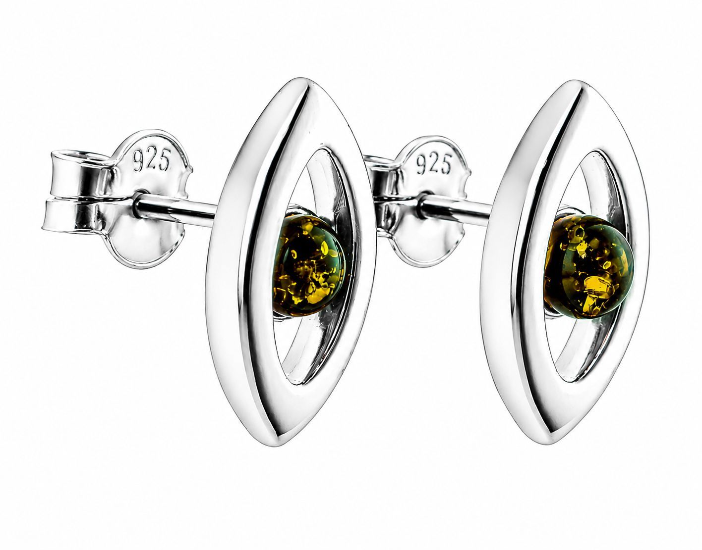 Bernstein Ohrringe Ohrstecker mit Silber 925.