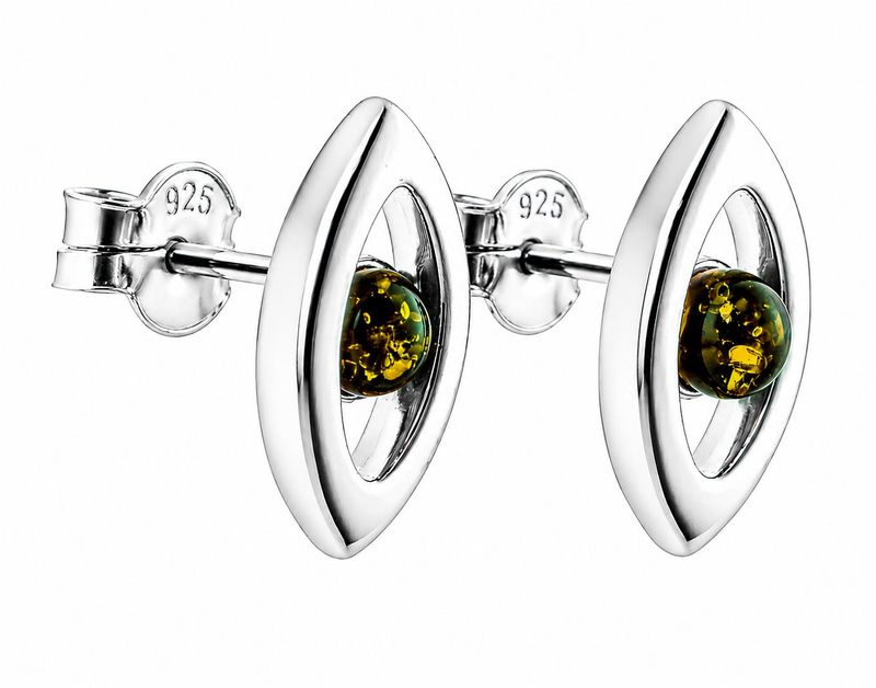 Bernstein Ohrringe Ohrstecker mit Silber 925.