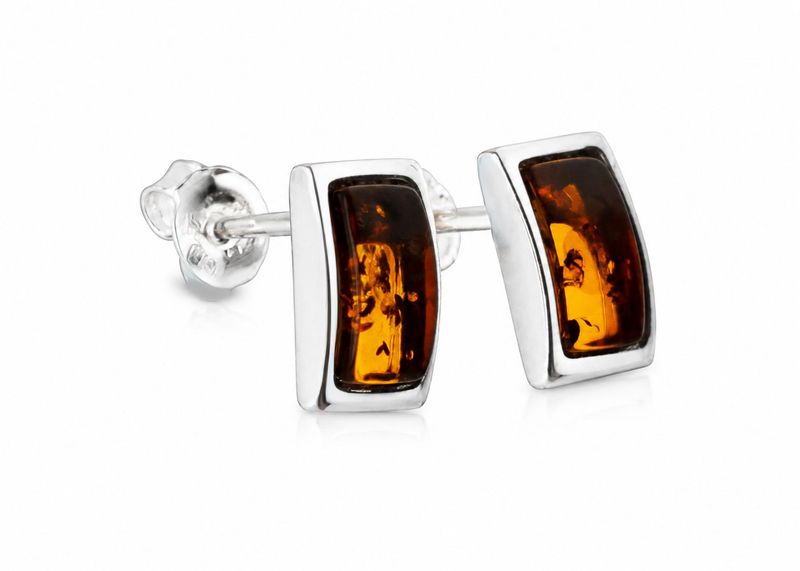 Bernstein Ohrringe Ohrstecker mit Silber 925.