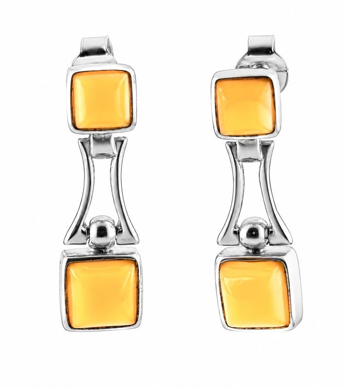 Bernstein Ohrringe Ohrstecker mit Silber 925.