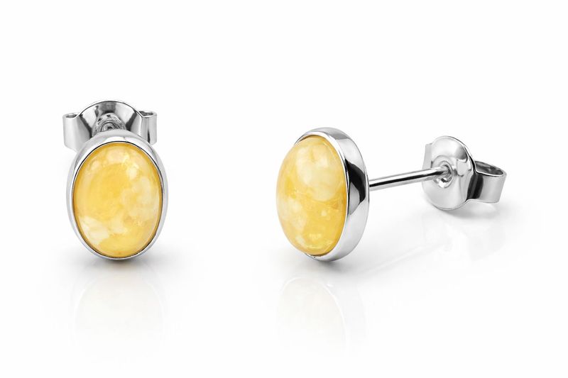 Bernstein Ohrringe Ohrstecker mit Silber 925.