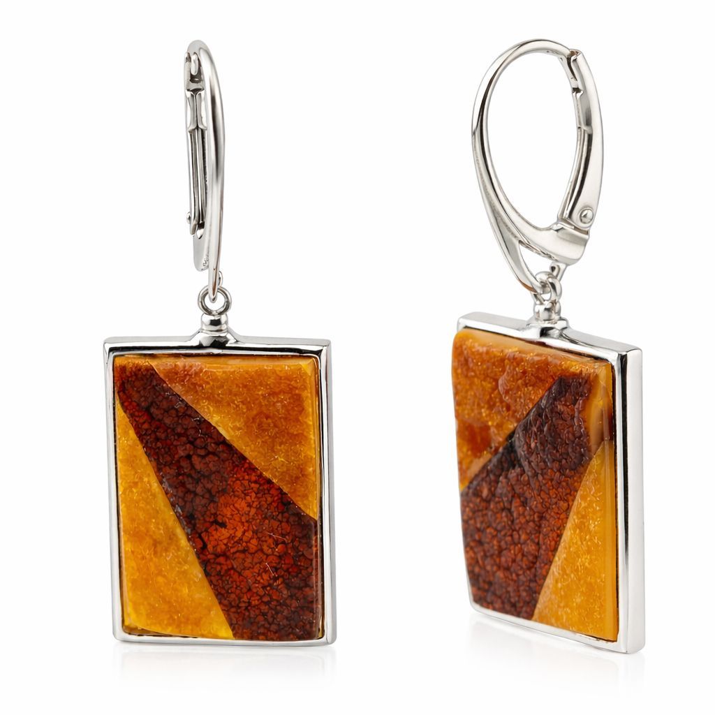 Bernstein Ohrringe Ohrhänger mit Silber 925.