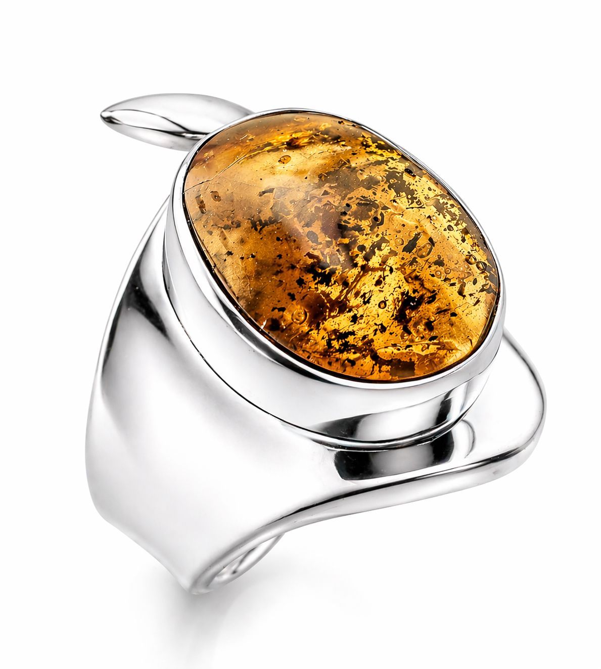 Bernstein Ring mit Silber 925