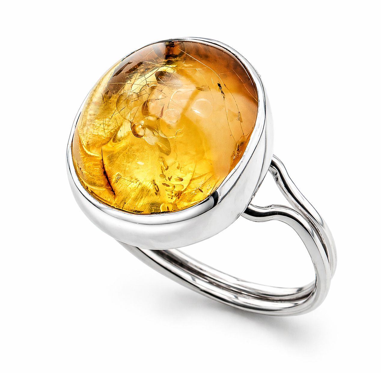 Bernstein Ring mit Silber 925