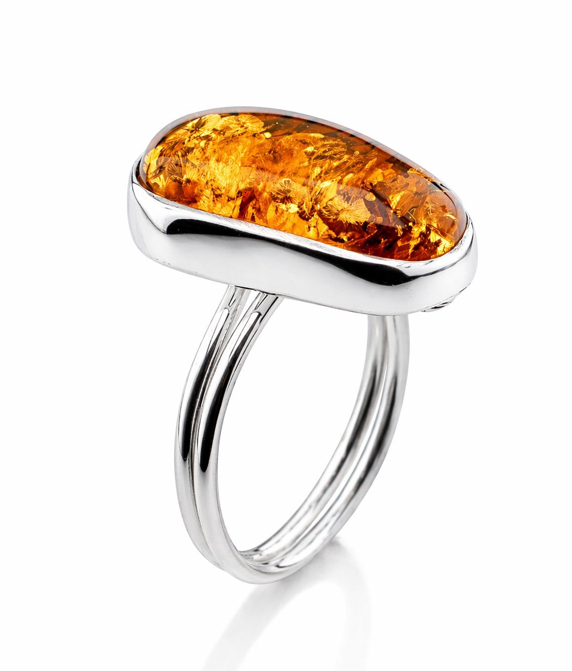 Bernstein Ring mit Silber 925