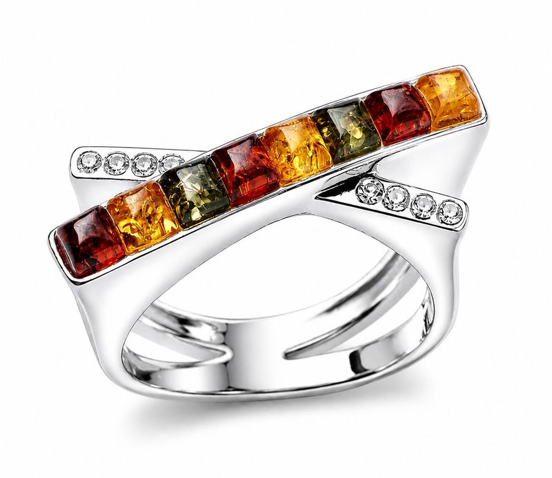 Bernstein Ring mit Silber 925