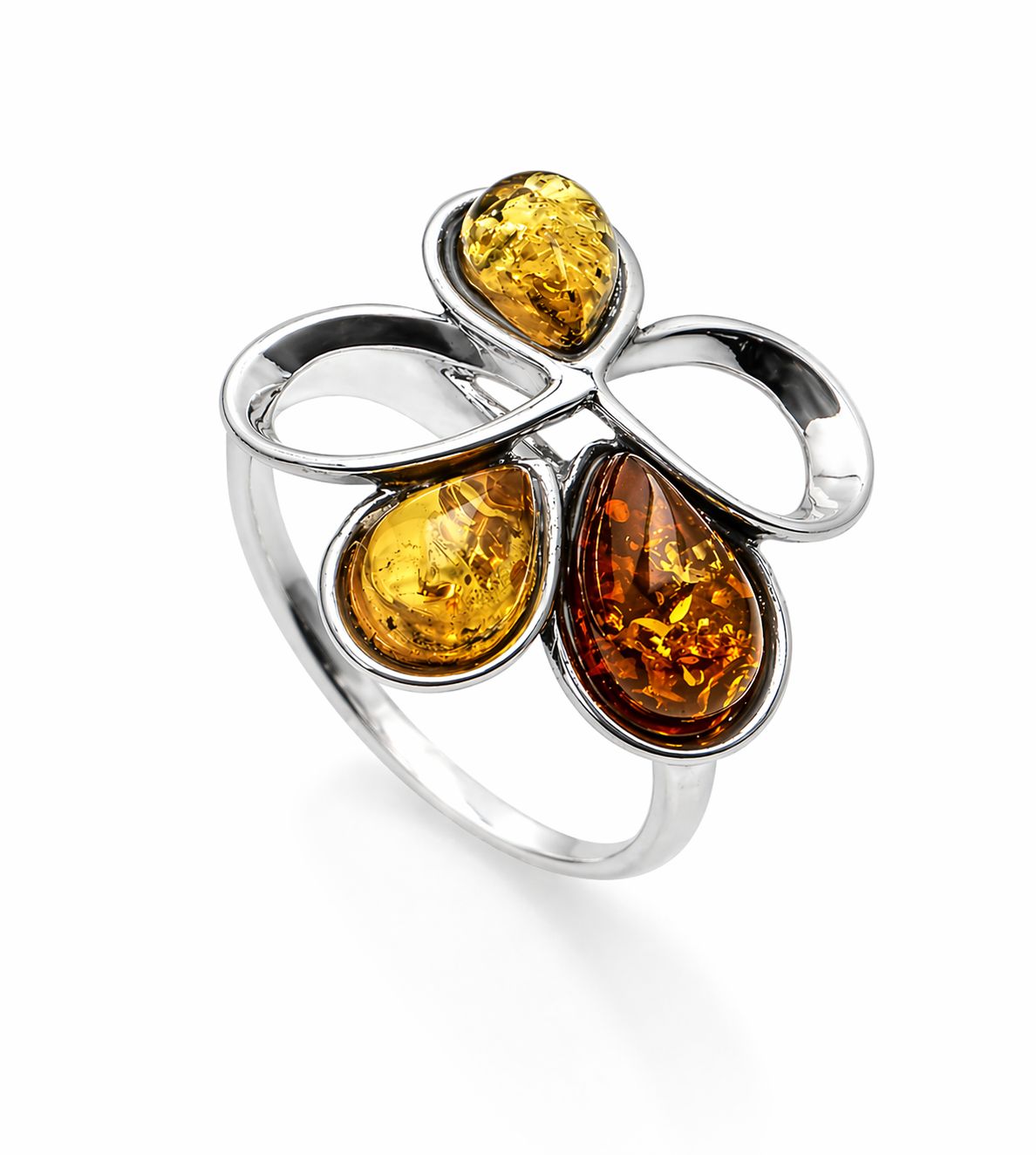 Bernstein Ring mit Silber 925