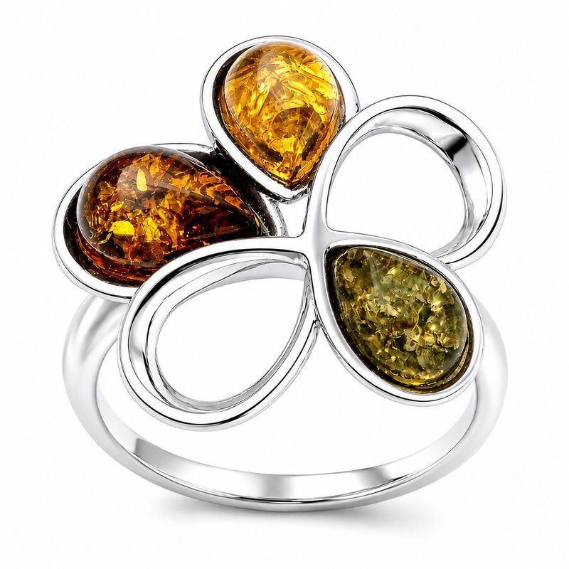 Bernstein Ring mit Silber 925