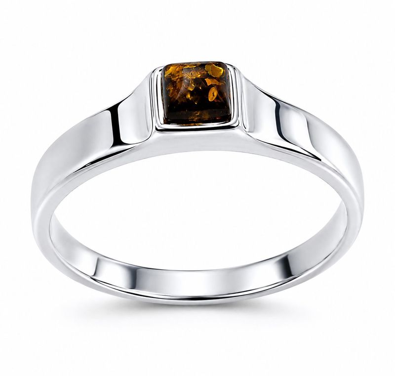Bernstein Ring mit Silber 925