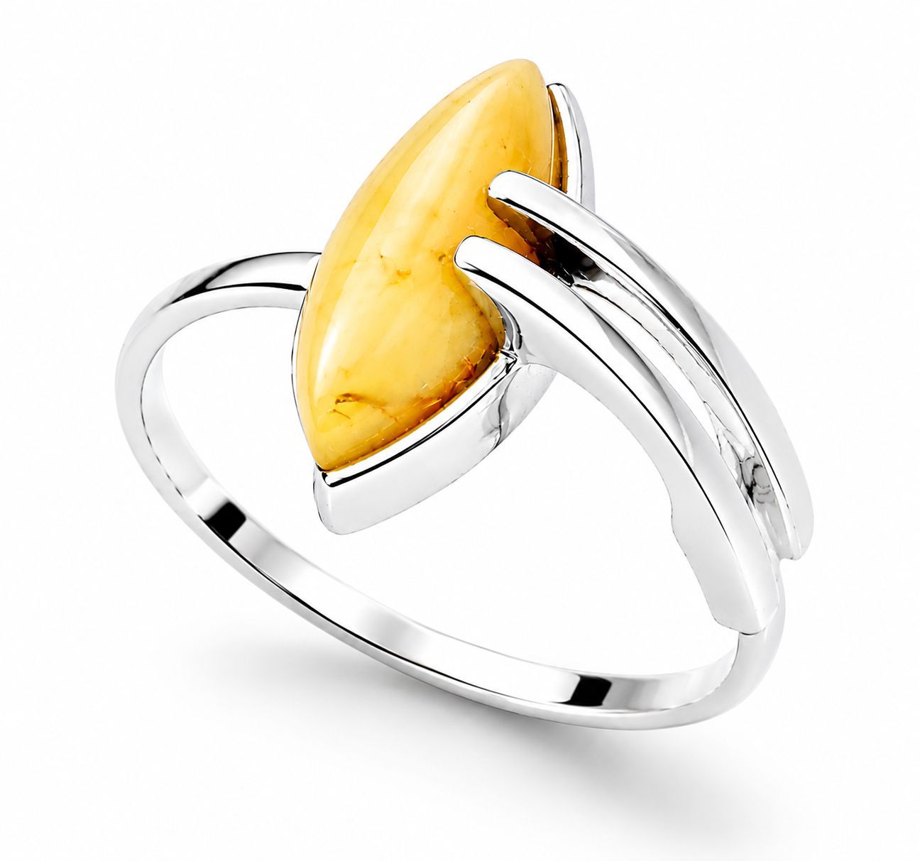 Bernstein Ring mit Silber 925