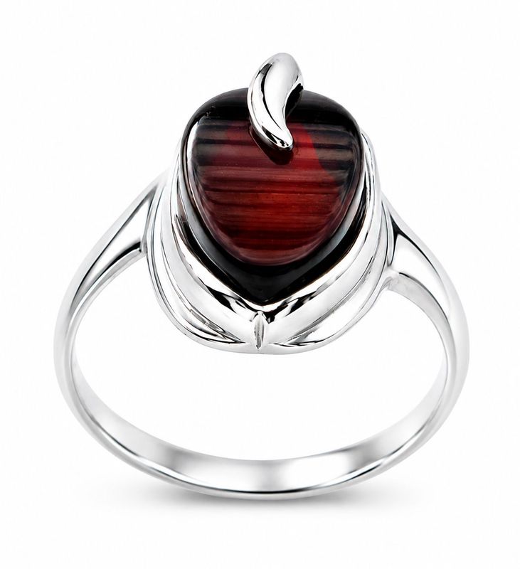 Bernstein Ring mit Silber 925