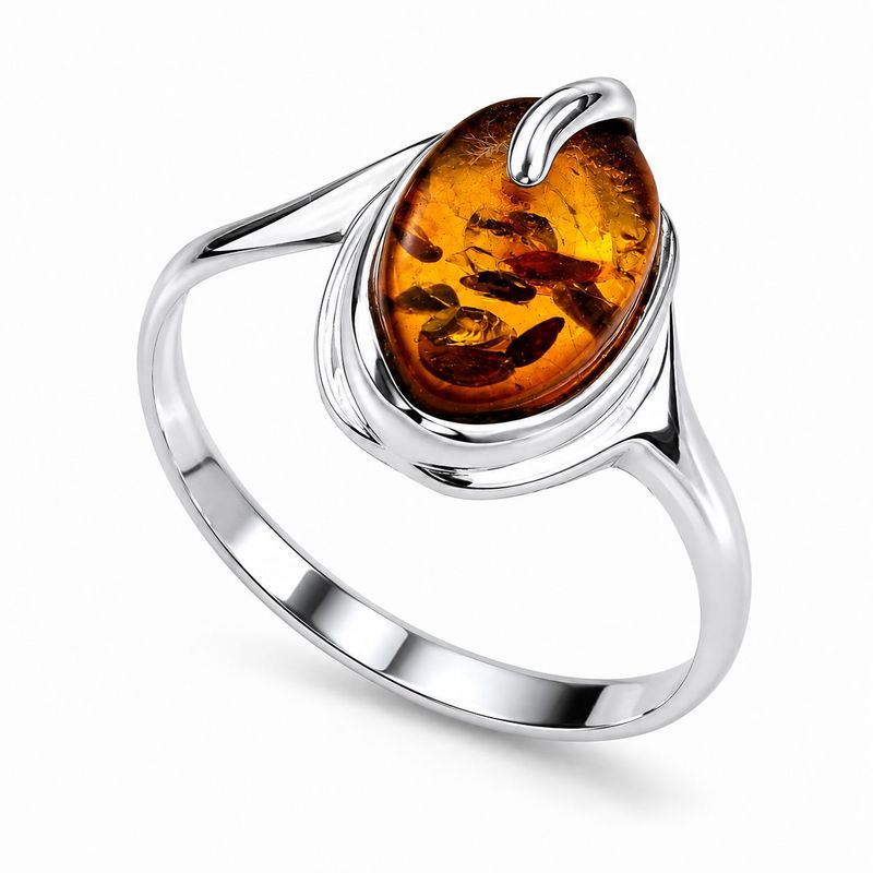 Bernstein Ring mit Silber 925