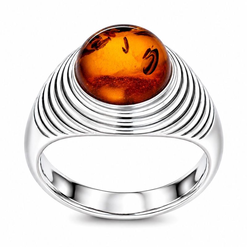 Bernstein Ring mit Silber 925