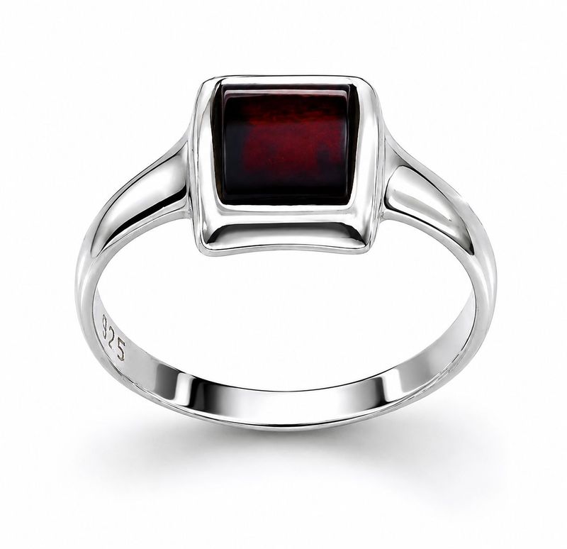 Bernstein Ring mit Silber 925