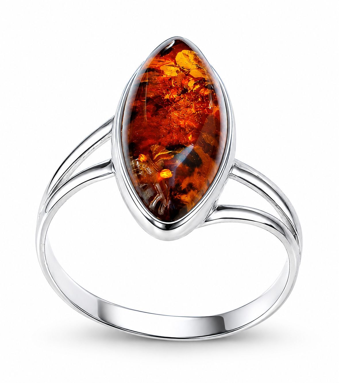 Bernstein Ring mit Silber 925