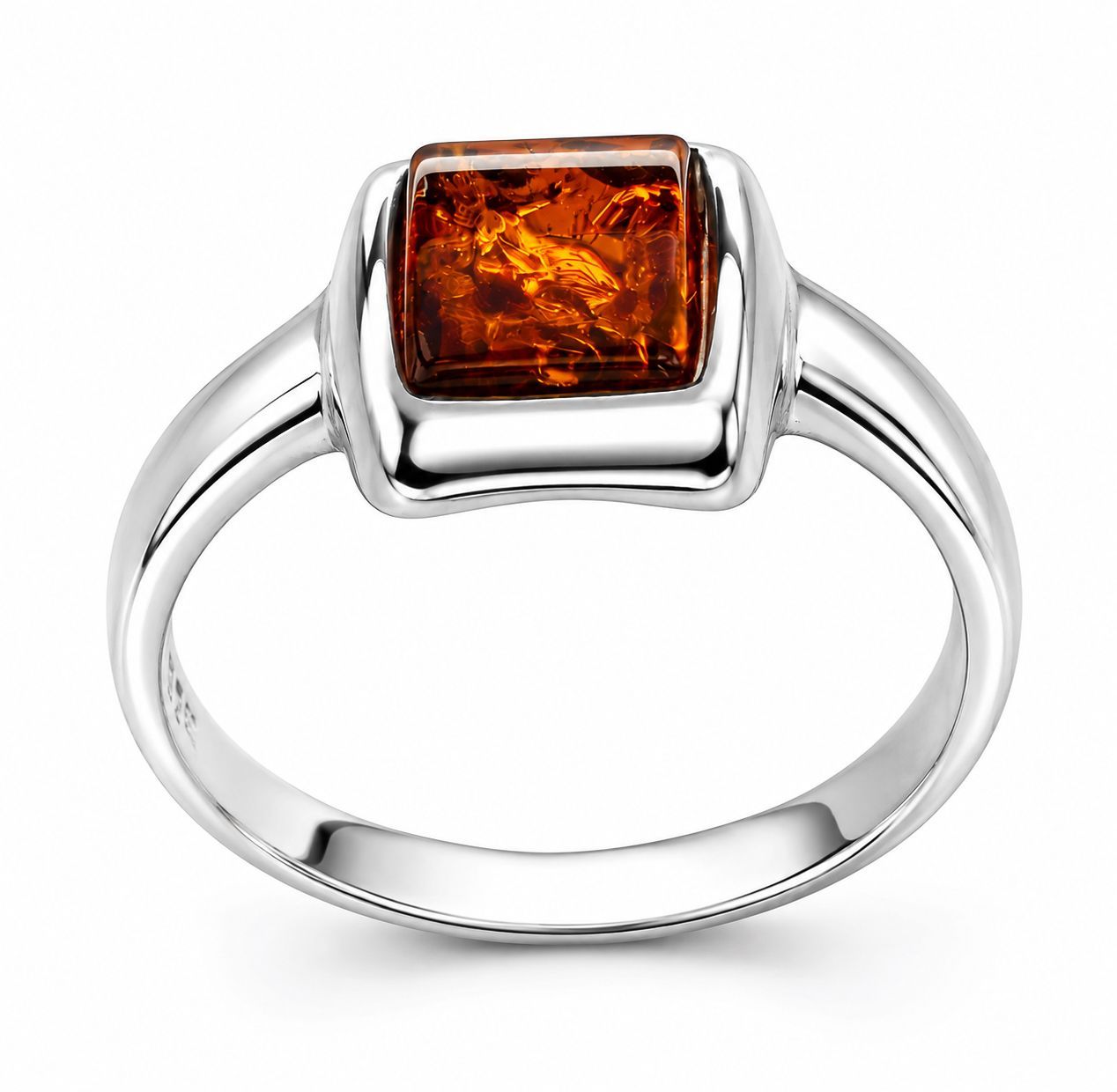 Bernstein Ring mit Silber 925