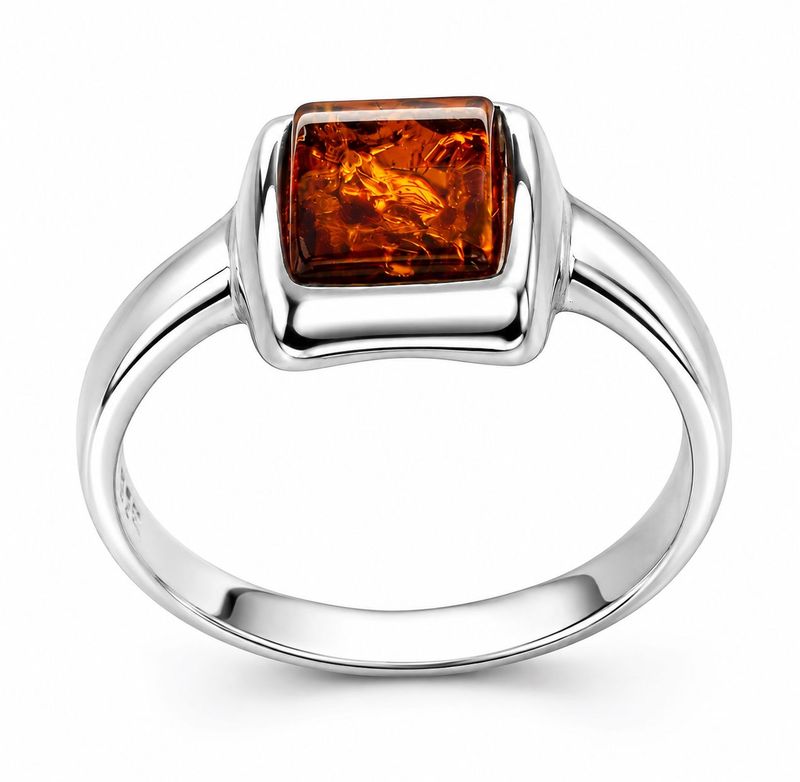 Bernstein Ring mit Silber 925