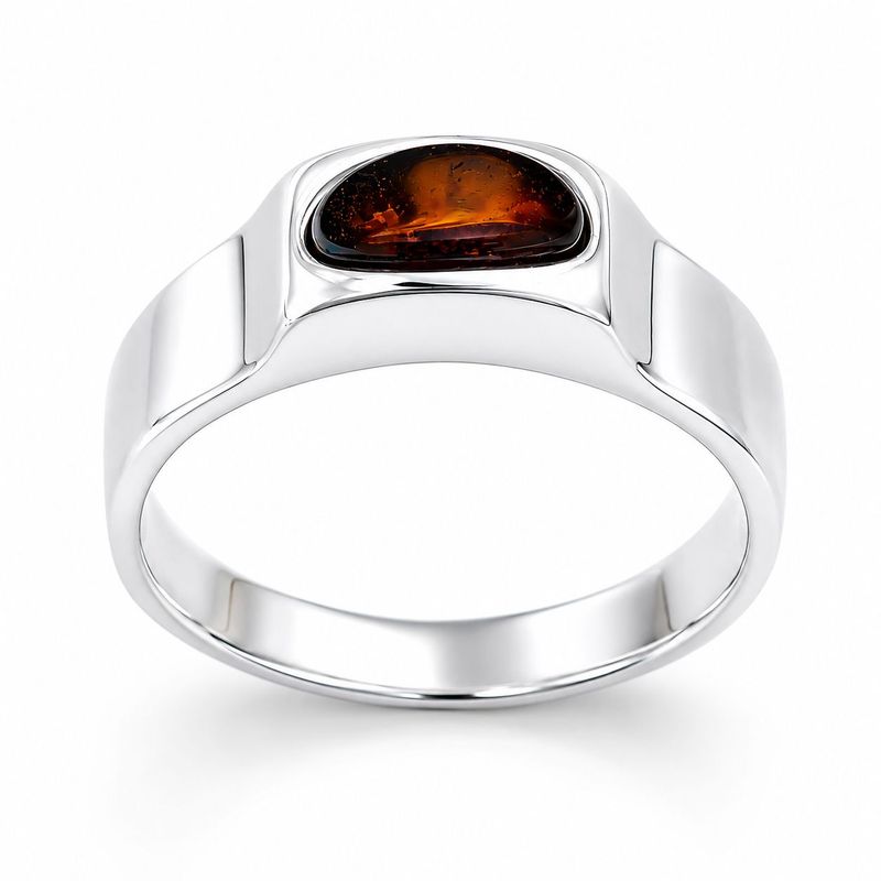Bernstein Ring mit Silber 925