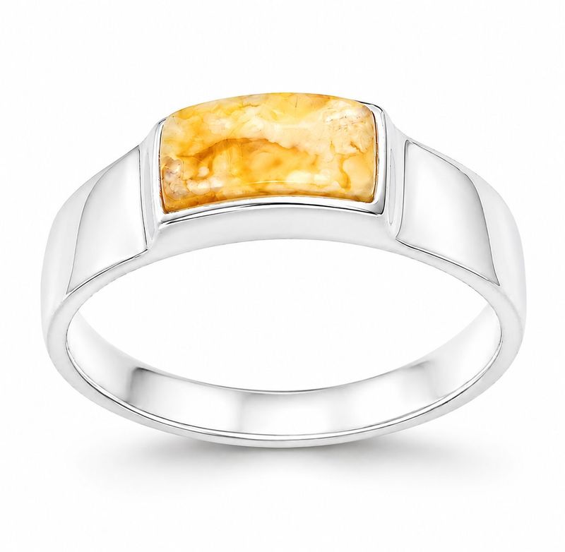 Bernstein Ring mit Silber 925