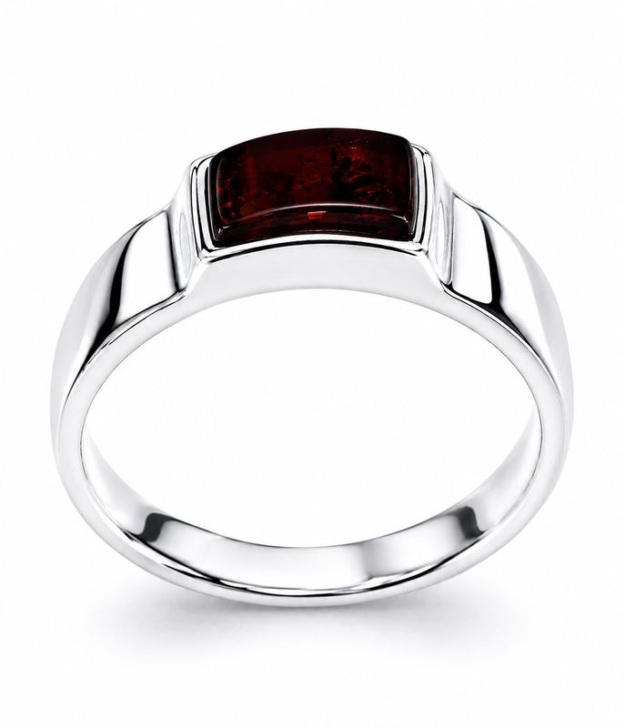 Bernstein Ring mit Silber 925