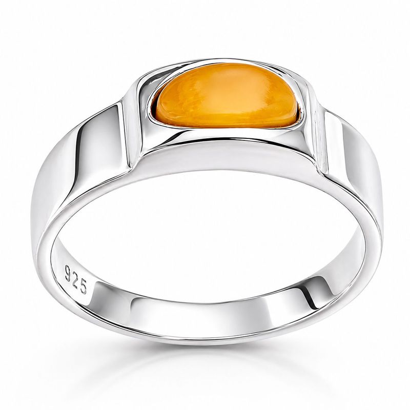 Bernstein Ring mit Silber 925