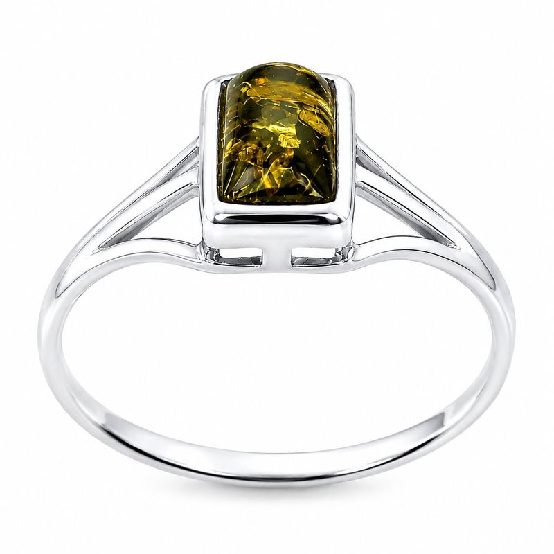 Bernstein Ring mit Silber 925