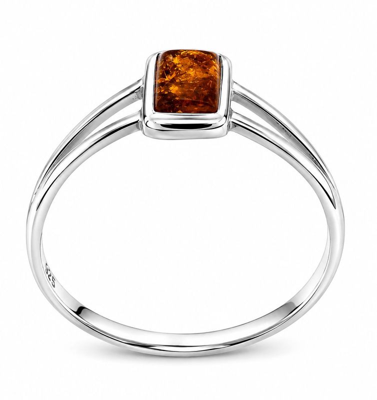 Bernstein Ring mit Silber 925