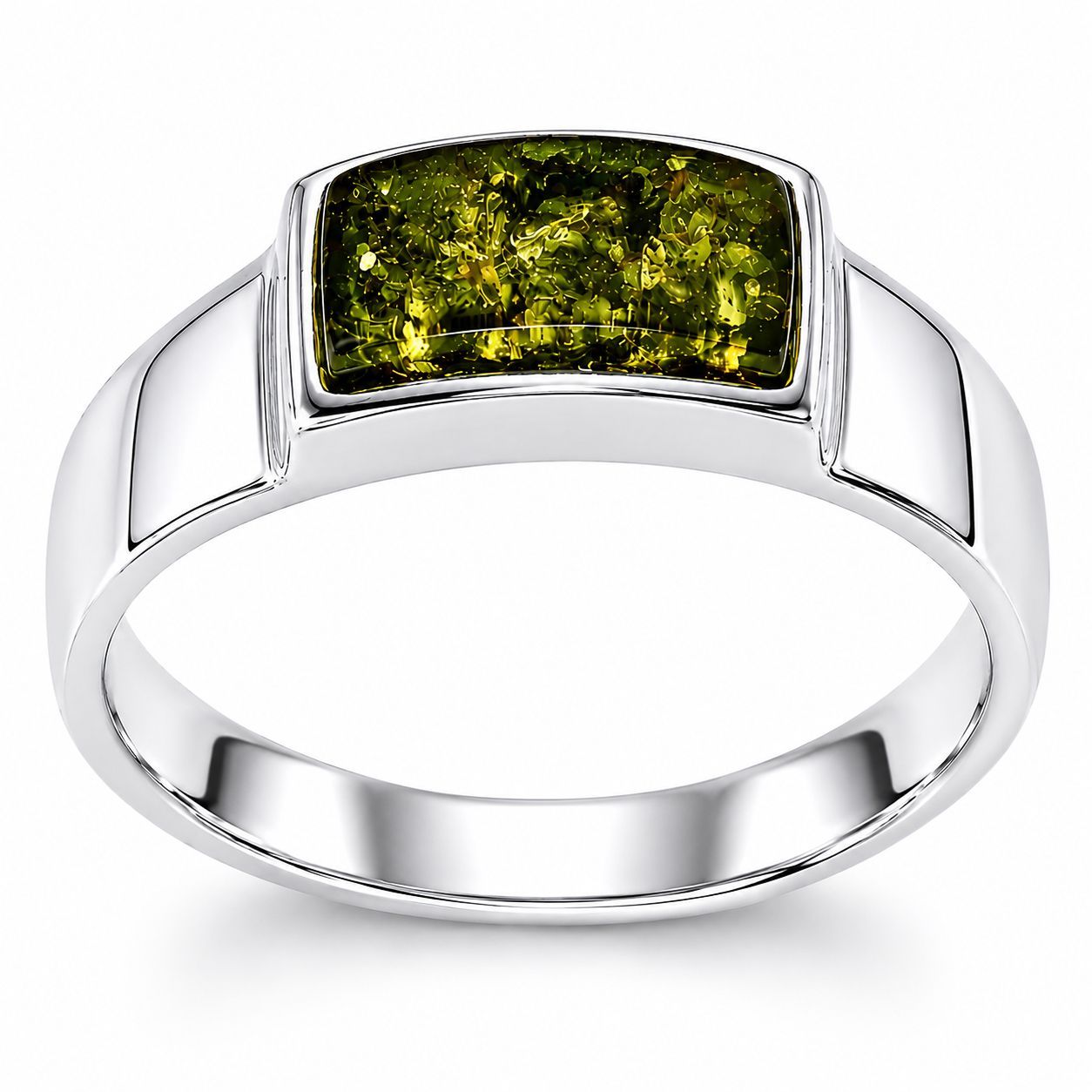 Bernstein Ring mit Silber 925