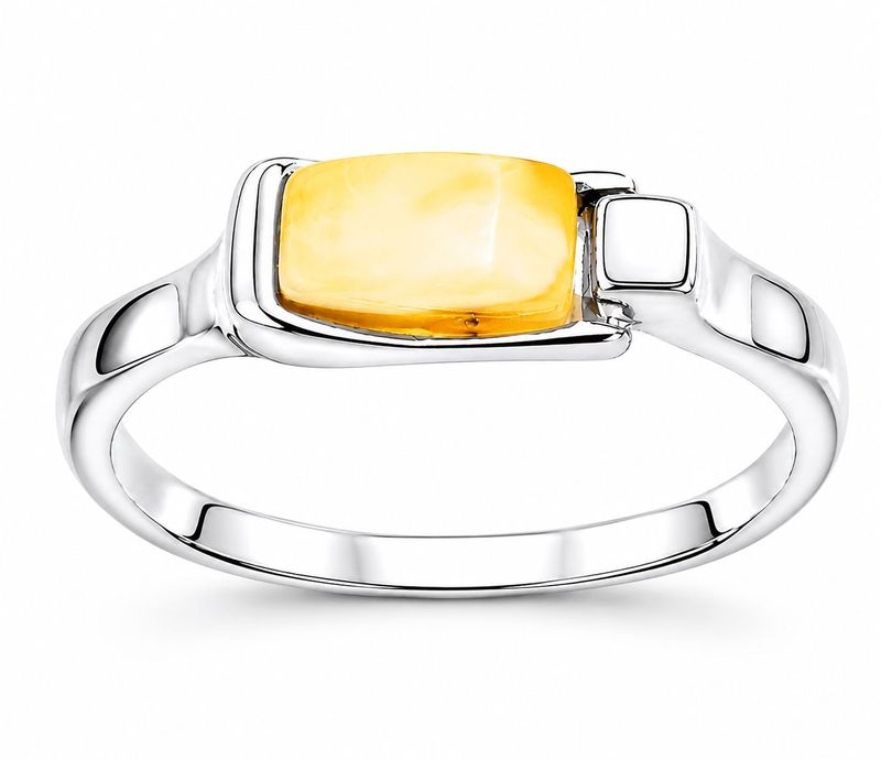 Bernstein Ring mit Silber 925