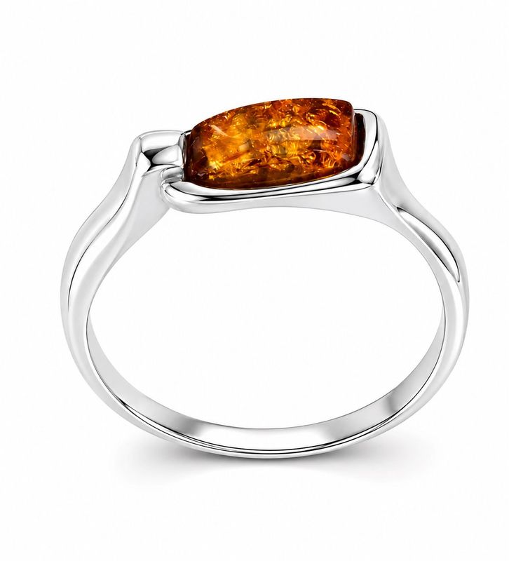 Bernstein Ring mit Silber 925
