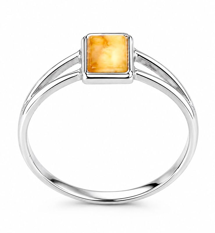 Bernstein Ring mit Silber 925