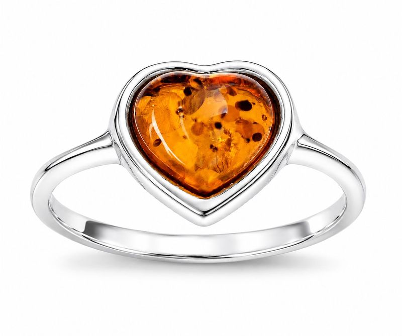 Bernstein Ring mit Silber 925