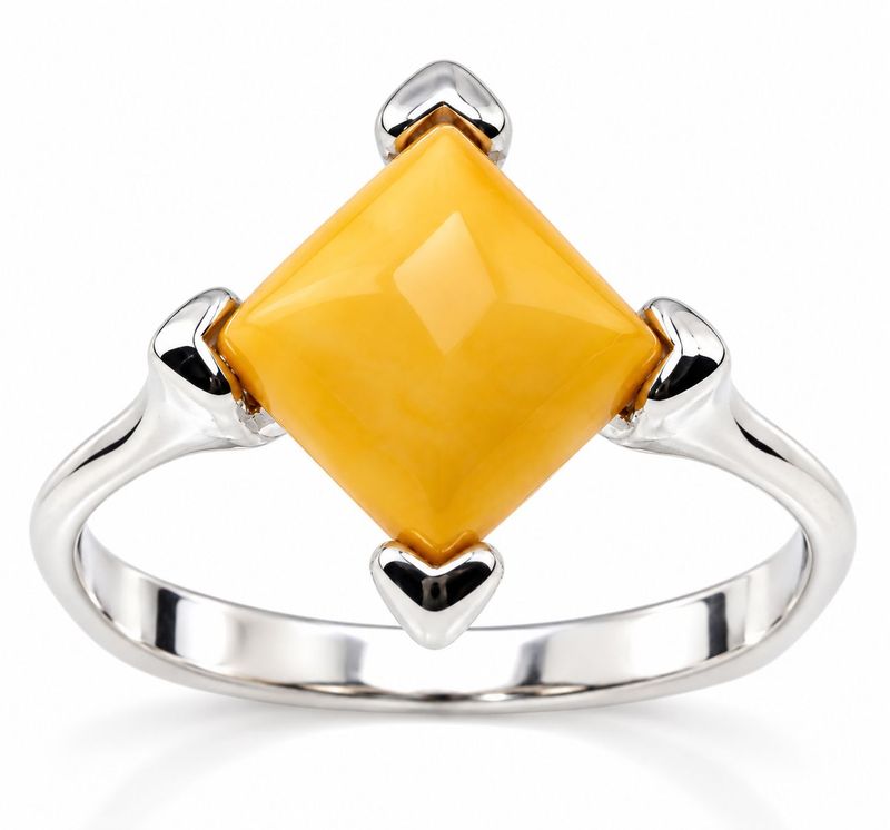 Bernstein Ring mit Silber 925