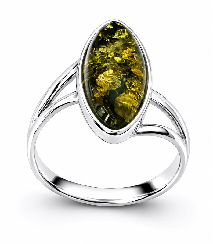 Bernstein Ring mit Silber 925