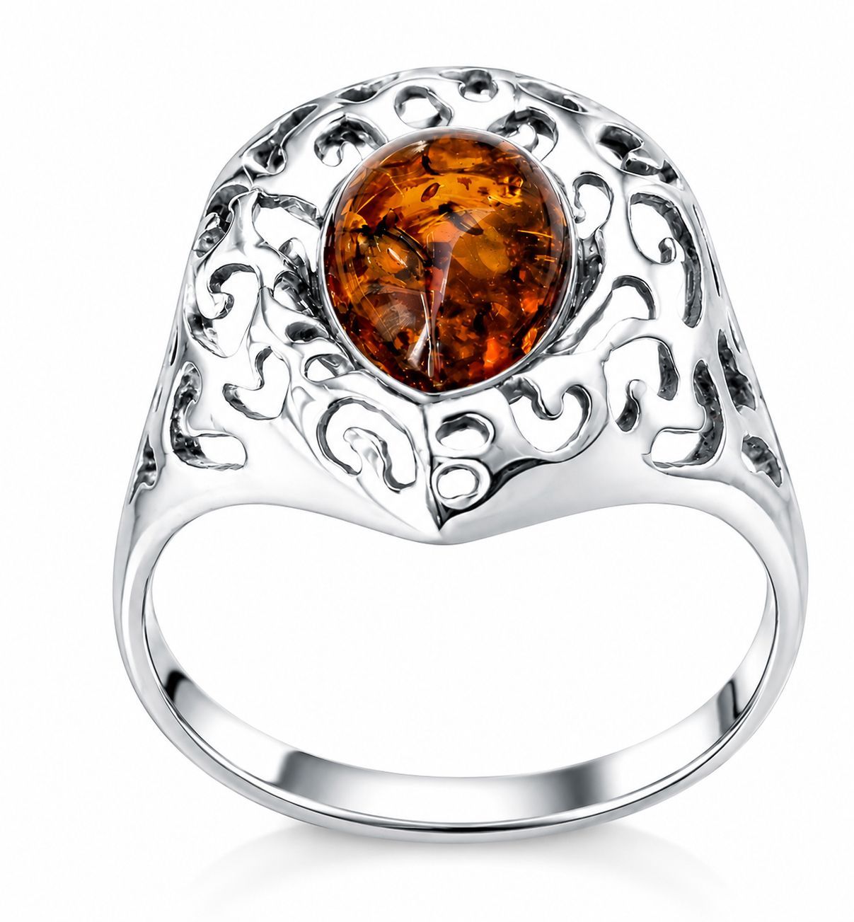 Bernstein Ring mit Silber 925